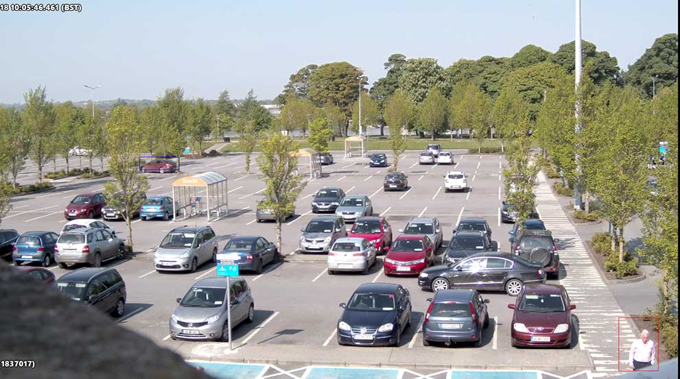 view of shopping centre carpark with appearance search market from avigilon cctv system