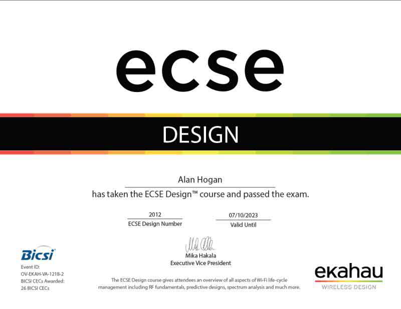 ECSE Certified - Alan Hogan